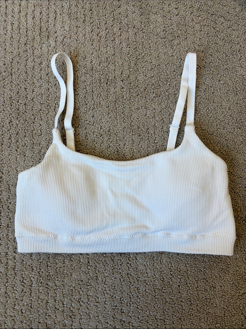 aerie White Ribbed Seamless Bralette